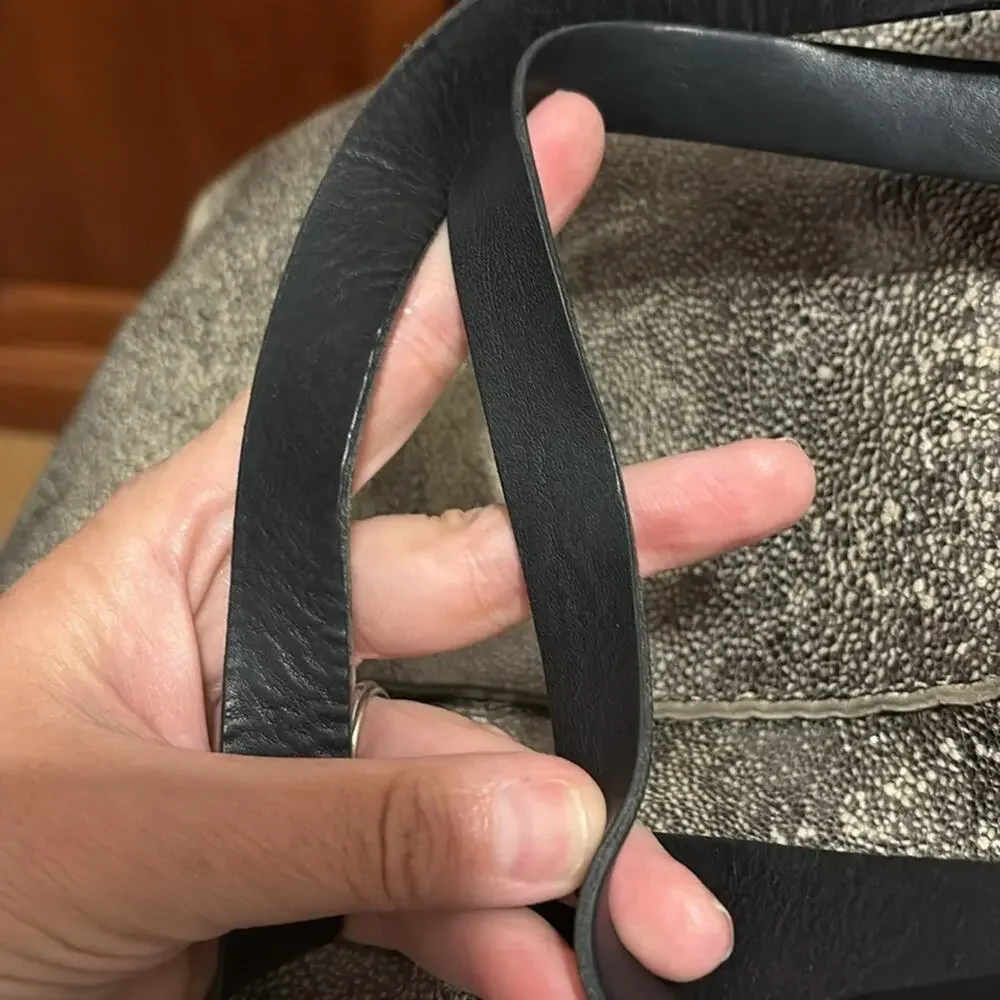 Vin Baker Soft Leather Tote with Magnet Closure and Black Leather Straps